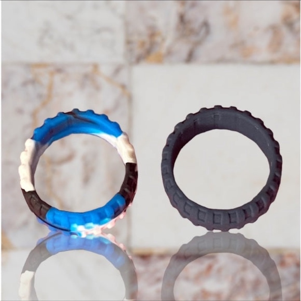 NEW Fine Fashion Unisex Any-Activity Silicon Grooved Ring 2-PACK (Sizes10-11)